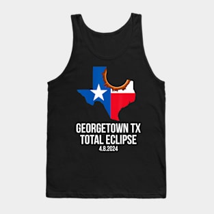 Georgetown Texas Total Eclipse 2024 State Outline Texan Flag Tank Top